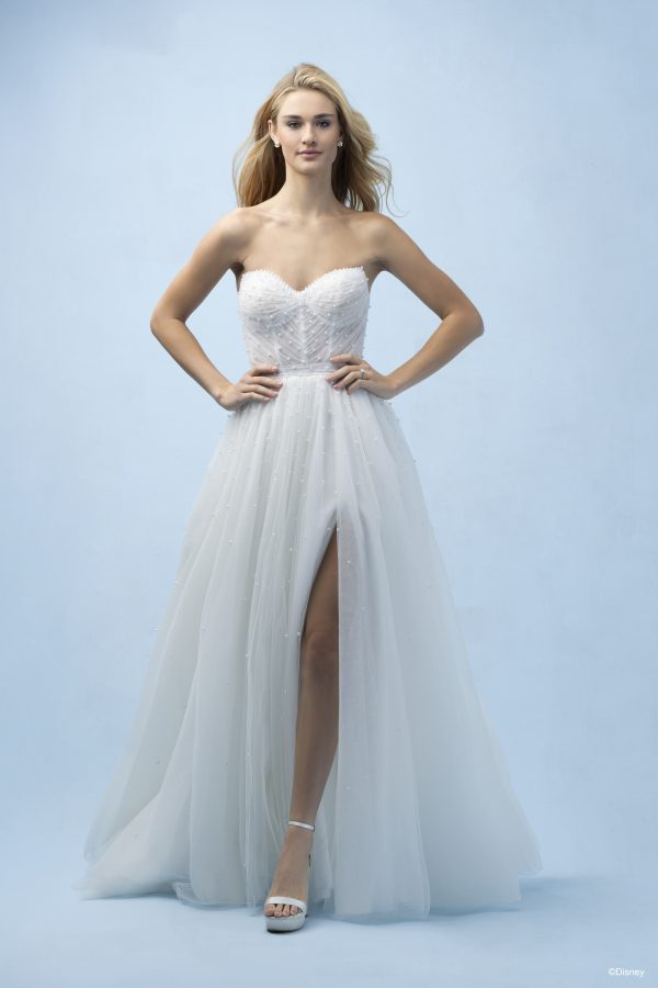 Chic And Ethereal Pearl-Embellished Tulle A-Line Wedding Dress by Disney Fairy Tale Weddings Collection - Image 2