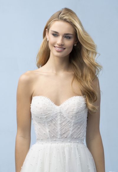 Chic And Ethereal Pearl-Embellished Tulle A-Line Wedding Dress by Disney Fairy Tale Weddings Collection - Image 3