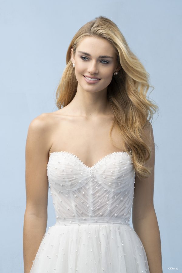 Chic And Ethereal Pearl-Embellished Tulle A-Line Wedding Dress by Disney Fairy Tale Weddings Collection - Image 3