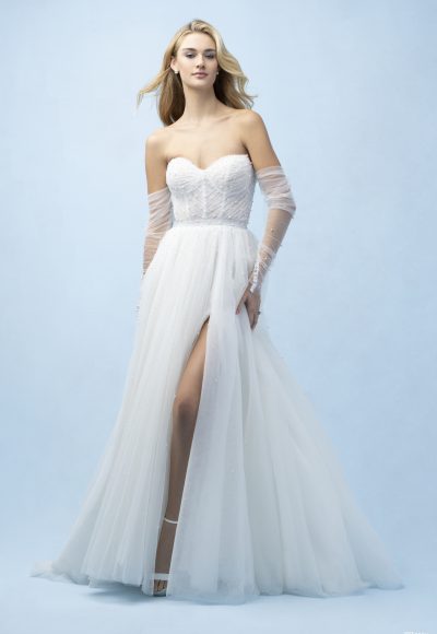 Chic And Ethereal Pearl-Embellished Tulle A-Line Wedding Dress by Disney Fairy Tale Weddings Collection - Image 10