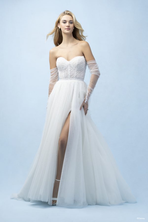 Chic And Ethereal Pearl-Embellished Tulle A-Line Wedding Dress by Disney Fairy Tale Weddings Collection - Image 10