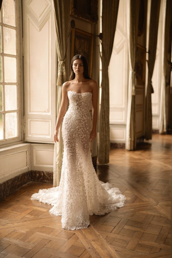 Romantic 3D Floral Fit-and-Flare Wedding Dress by Lee Petra Grebenau - Image 1