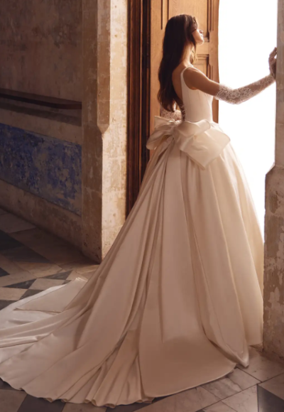 Timeless Basque-Waist Satin Ball Gown With Bow by Love by Pnina Tornai - Image 2