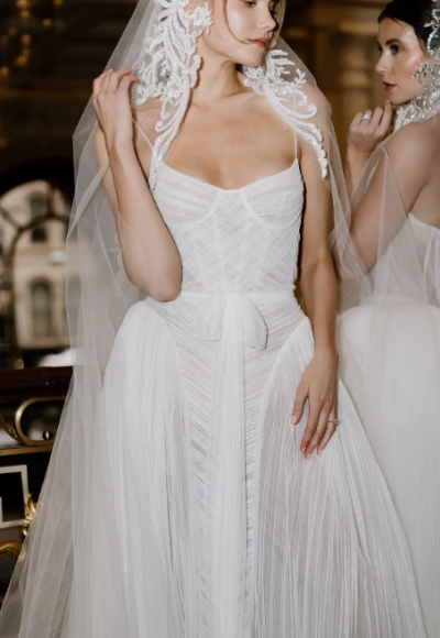 Chic And Modern Basque-Waist Tulle Ball Gown by Love by Pnina Tornai - Image 2