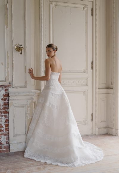 Tiered Silk Organza And Lace A-Line Wedding Dress by Anne Barge - Image 2