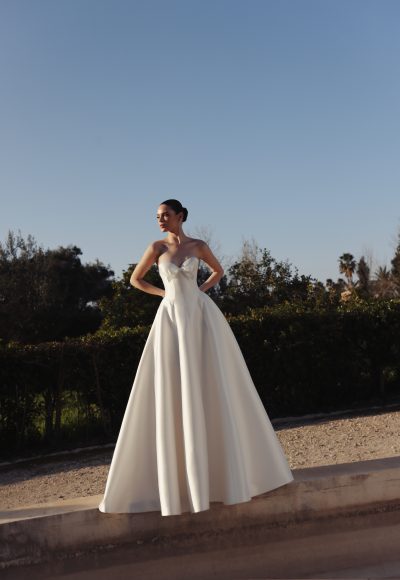 Chic And Simple Modified A-Line Wedding Dress With Bow by Love by Pnina Tornai